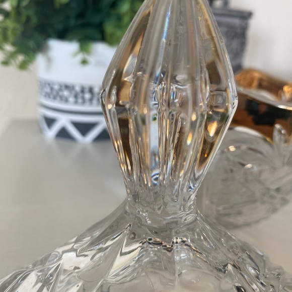 Anna Hutte Bleikristall Lead Germany Crystal Dish with lid Gold Trim Candy Dish - Picture 7 of 8